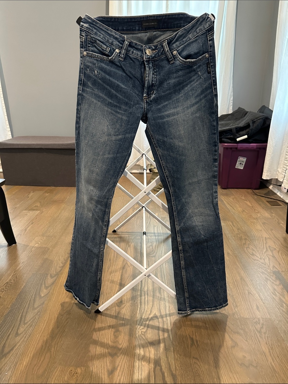 Silver Jeans Women's Dark Blue Elyse Slim Boot Cut Jeans